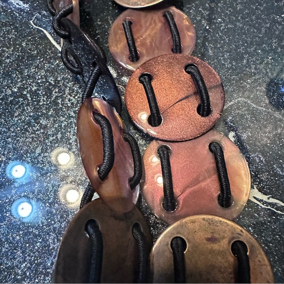 Tortoise Shell Brown Molded Plastic Double Strand Belt Vintage Style - Picture 5 of 5